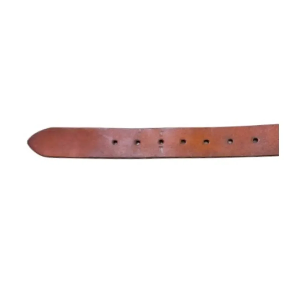 USA Made Stone Inlay Buckle Leather Belt Size 32 Brown 32-38 Western Boho